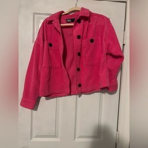 Zara Hot Pink corduroy jacket XS